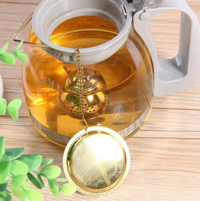 Teapot Infusion Strainer in Gold Plated Stainless Steel