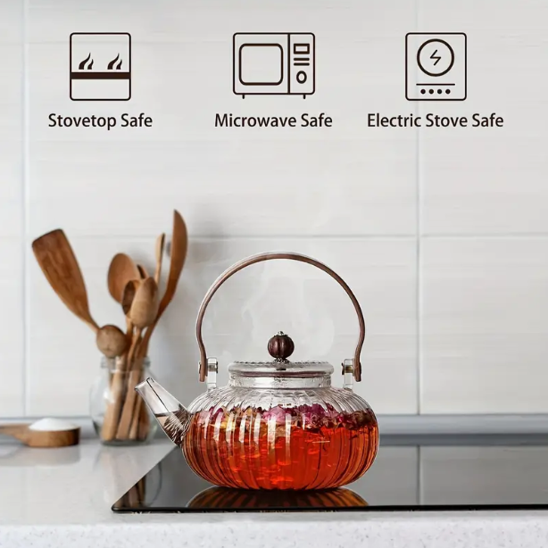 Elegant Chrysanthemum Striped Teapot